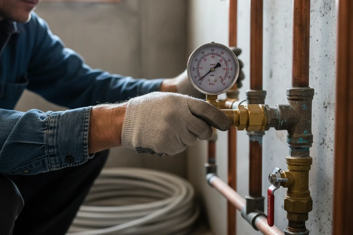 Pressure testing a repaired line during Water Line Repair in Huntingtown